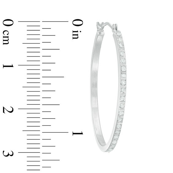 Diamond Fascination™ Oval Hoop Earrings in 14K White Gold
