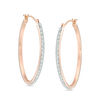 Thumbnail Image 0 of Diamond Fascination™ Oval Hoop Earrings in 14K Rose Gold