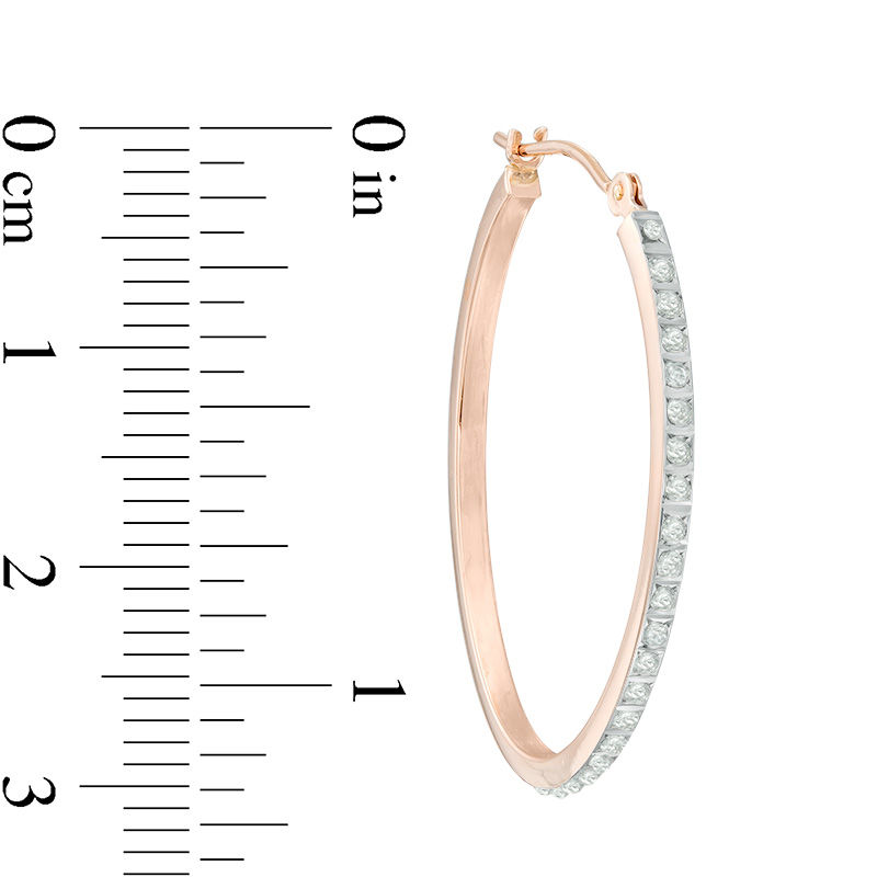 Main Image 2 of Diamond Fascination™ Oval Hoop Earrings in 14K Rose Gold