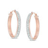 Thumbnail Image 0 of Diamond Fascination™ Oval Hoop Earrings in 14K Rose Gold