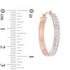 Thumbnail Image 1 of Diamond Fascination™ Oval Hoop Earrings in 14K Rose Gold