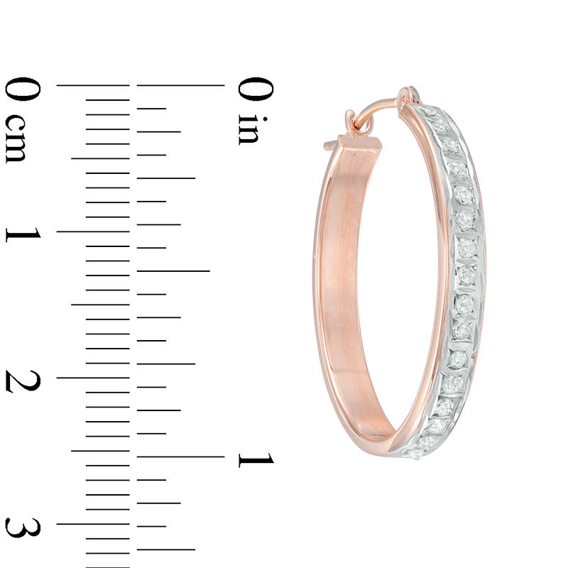 Diamond Fascination™ Oval Hoop Earrings in 14K Rose Gold