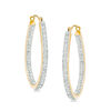Thumbnail Image 1 of Diamond Fascination™ Inside-Out Pear-Shaped Hoop Earrings in 14K Gold
