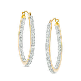 Diamond Fascination™ Inside-Out Pear-Shaped Hoop Earrings in 14K Gold