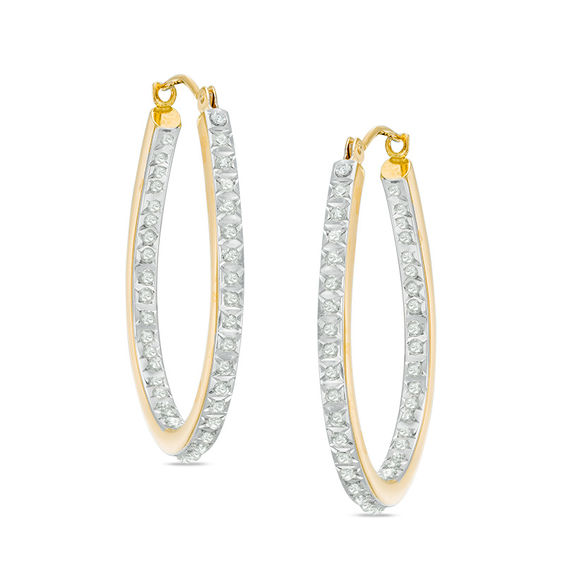 Diamond Fascination™ Inside-Out Pear-Shaped Hoop Earrings in 14K Gold