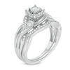 Thumbnail Image 1 of 1/3 CT. T.W. Diamond Frame Split Shank Bridal Set in Sterling Silver