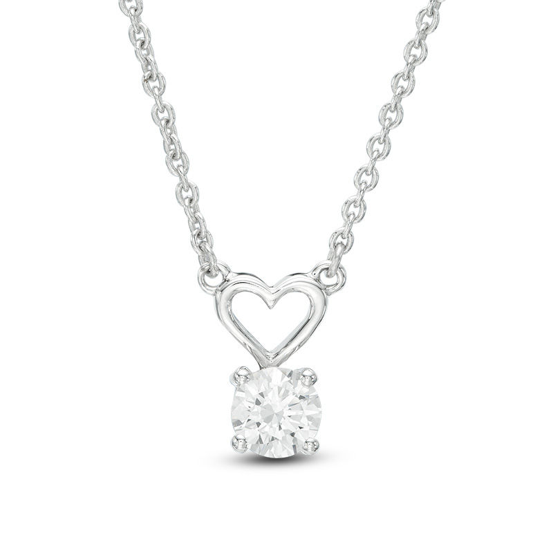 1/4 CT. Diamond Solitaire with Heart Bale Pendant in 14K White Gold