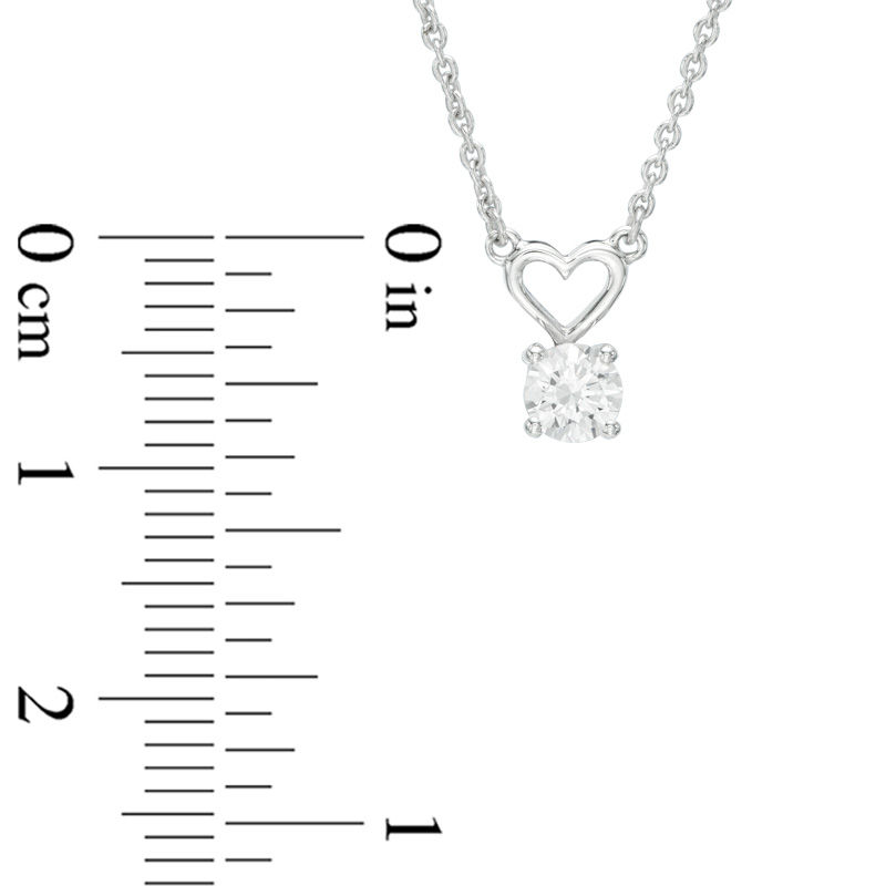 Main Image 2 of 1/4 CT. Diamond Solitaire with Heart Bale Pendant in 14K White Gold