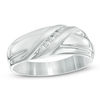 Thumbnail Image 0 of Men's 1/10 CT. T.W. Diamond Slant Band in Sterling Silver