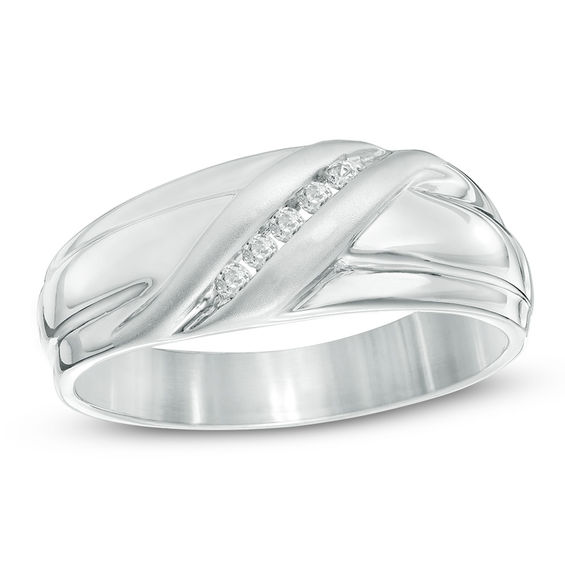 1/10 CT. T.w. Diamond Slant Band in Sterling Silver