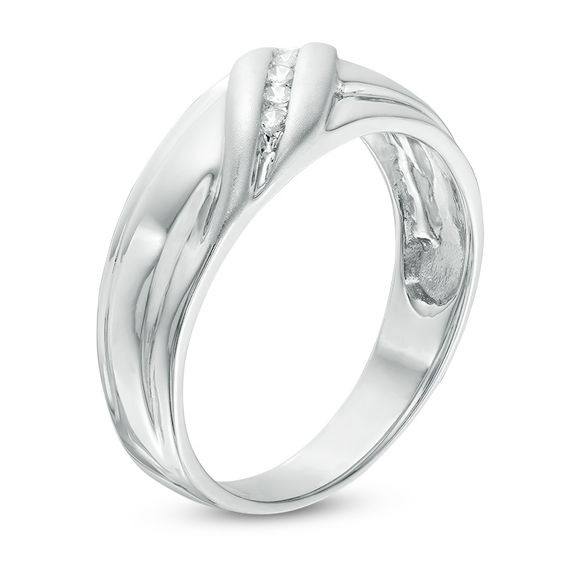 1/10 CT. T.w. Diamond Slant Band in Sterling Silver