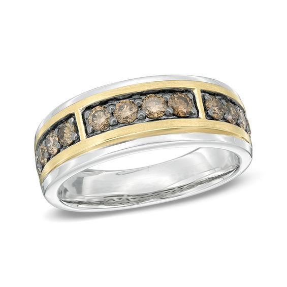 1 CT. T.w. Champagne Diamond Band in 10K Two-Tone Gold