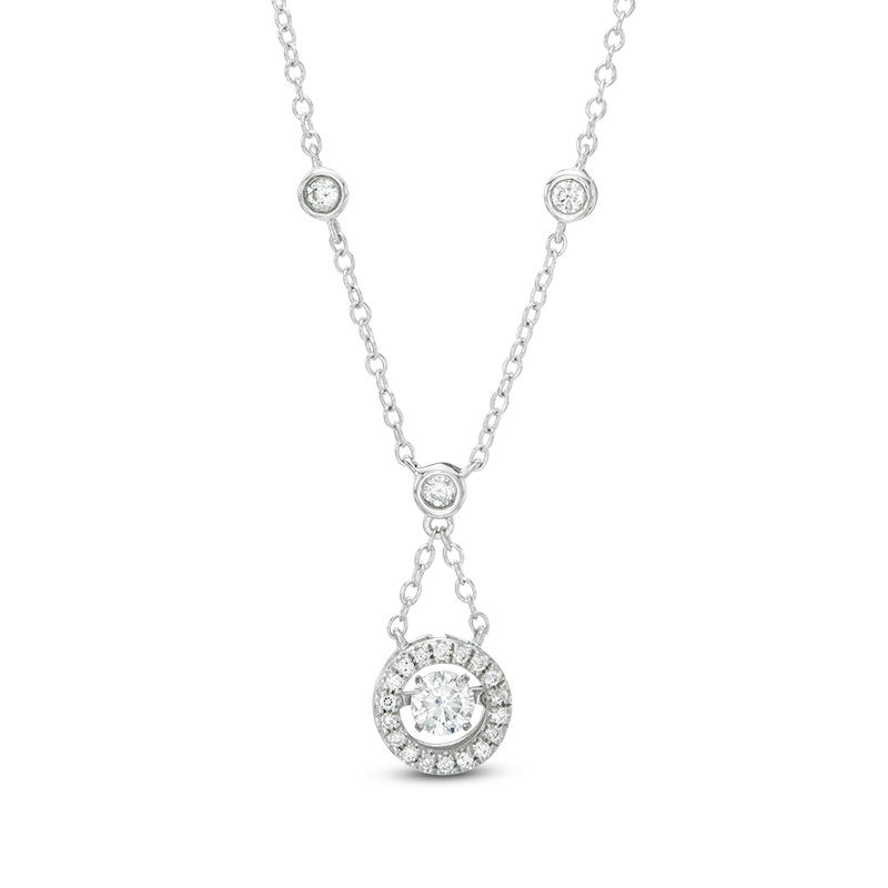 Main Image 1 of 3/8 CT. T.W. Diamond Trapeze Necklace in 10K White Gold