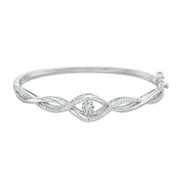 Bangles And Cuffs Bracelets Zales T W Diamond Byp Twist Bangle In 10k White