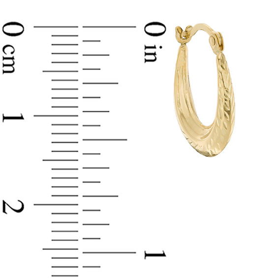 Diamond-Cut Oval Hoop Earrings in 10K Gold