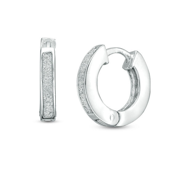 Diamond Fascinationâ¢ Glitter Hoop Earrings in Sterling Silver with Platinum Plate