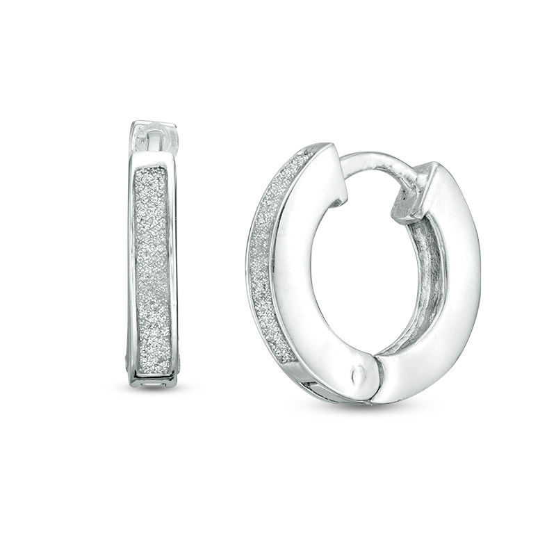 Main Image 1 of Diamond Fascination™ Glitter Hoop Earrings in Sterling Silver with Platinum Plate
