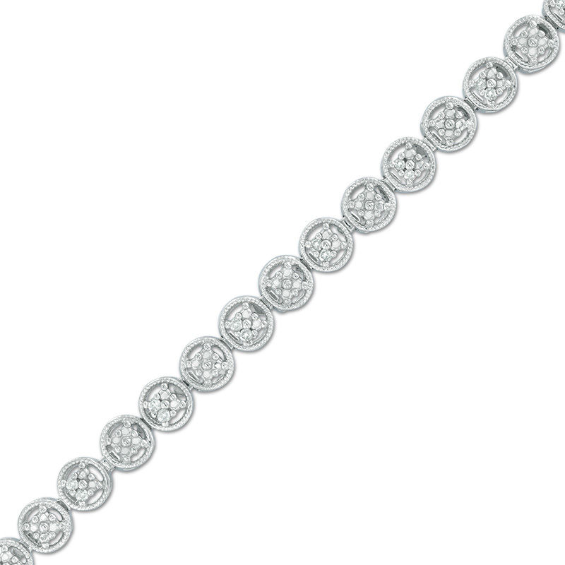 Main Image 1 of 1/10 CT. T.W. Diamond Tennis Bracelet in Sterling Silver - 7.25"