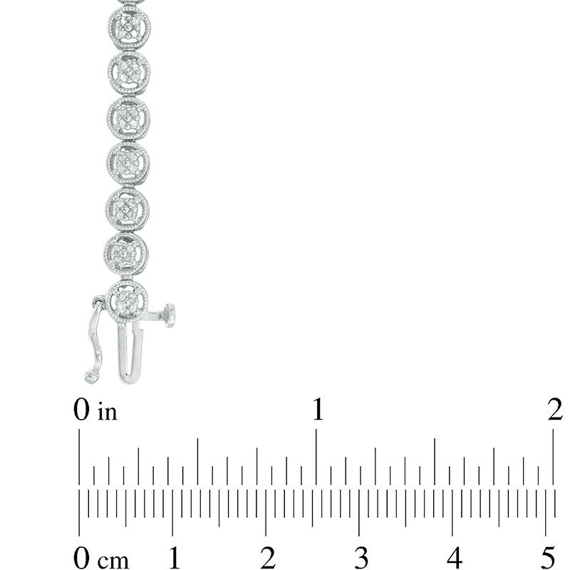Main Image 2 of 1/10 CT. T.W. Diamond Tennis Bracelet in Sterling Silver - 7.25"