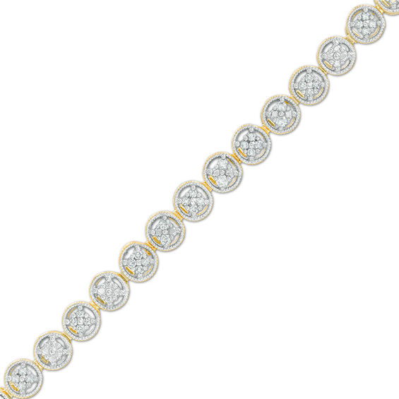 7.25" 1/10 ct Diamond Line Bracelet in Plated Brass 