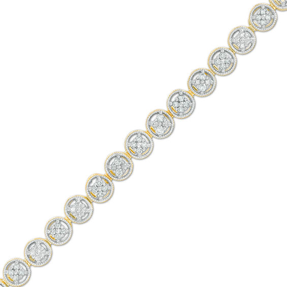 7.25" 1/10 ct Diamond Line Bracelet in Plated Brass 7.25" 1/10 ct Diamond Line Bracelet in Plated Brass