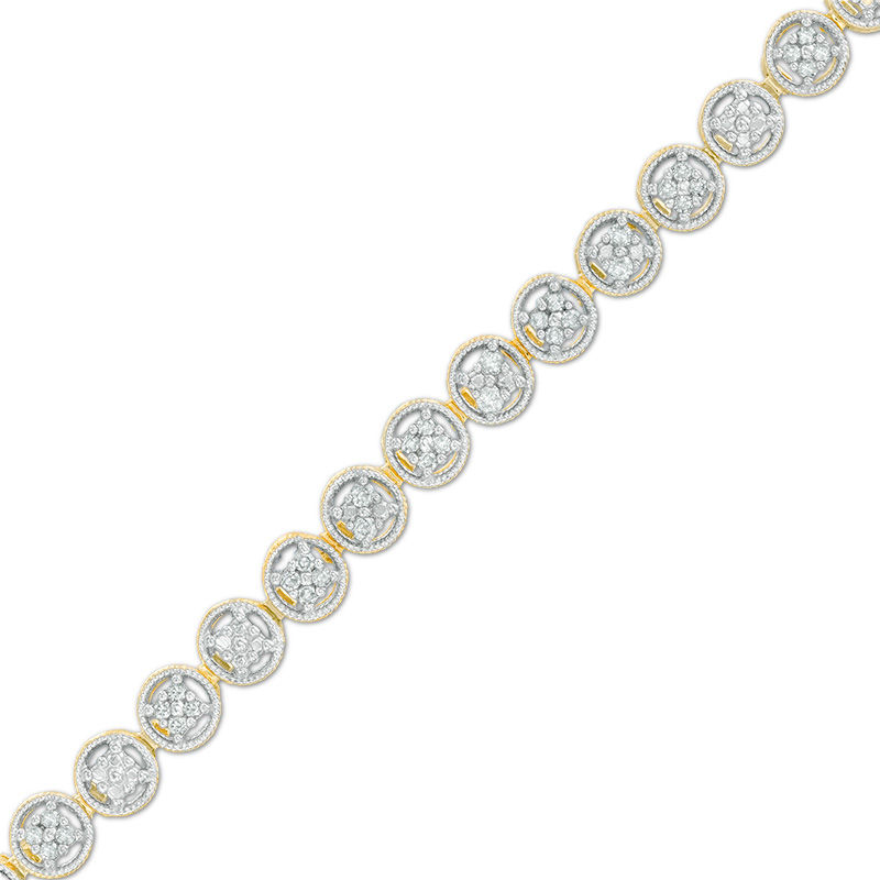 Main Image 1 of 1/4 CT. T.W. Diamond Tennis Bracelet in Sterling Silver with 14K Gold Plate - 7.25"