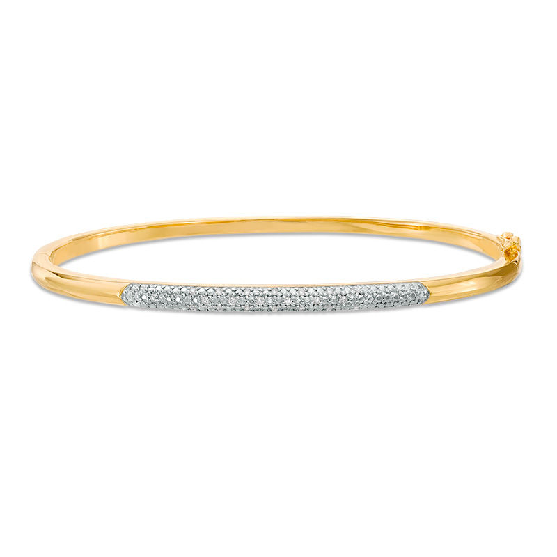 1/10 CT. T.W. Diamond Bangle in Sterling Silver with 14K Gold Plate