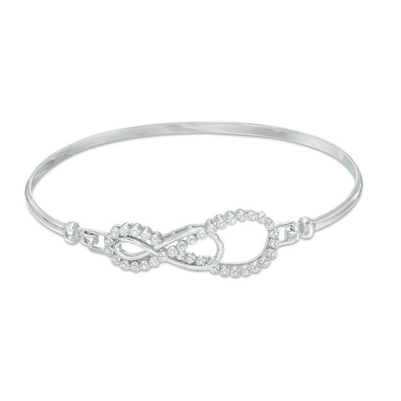 1 6 Ct T W Diamond Double Infinity Bangle In Sterling Silver Ct T W Diamond Double Infinity Bangle