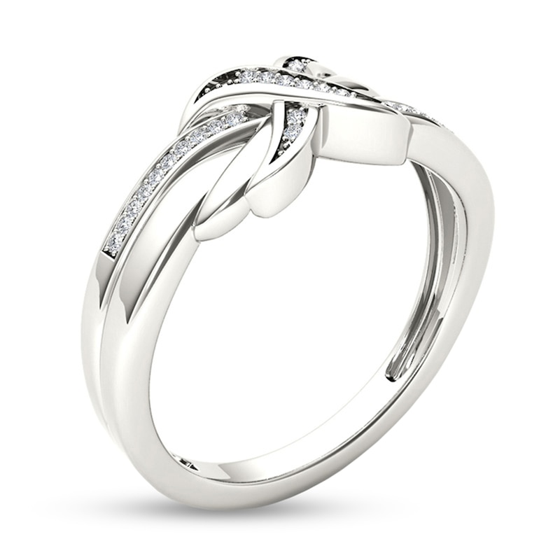 1/15 CT. T.W. Diamond "X" Ring in 10K White Gold