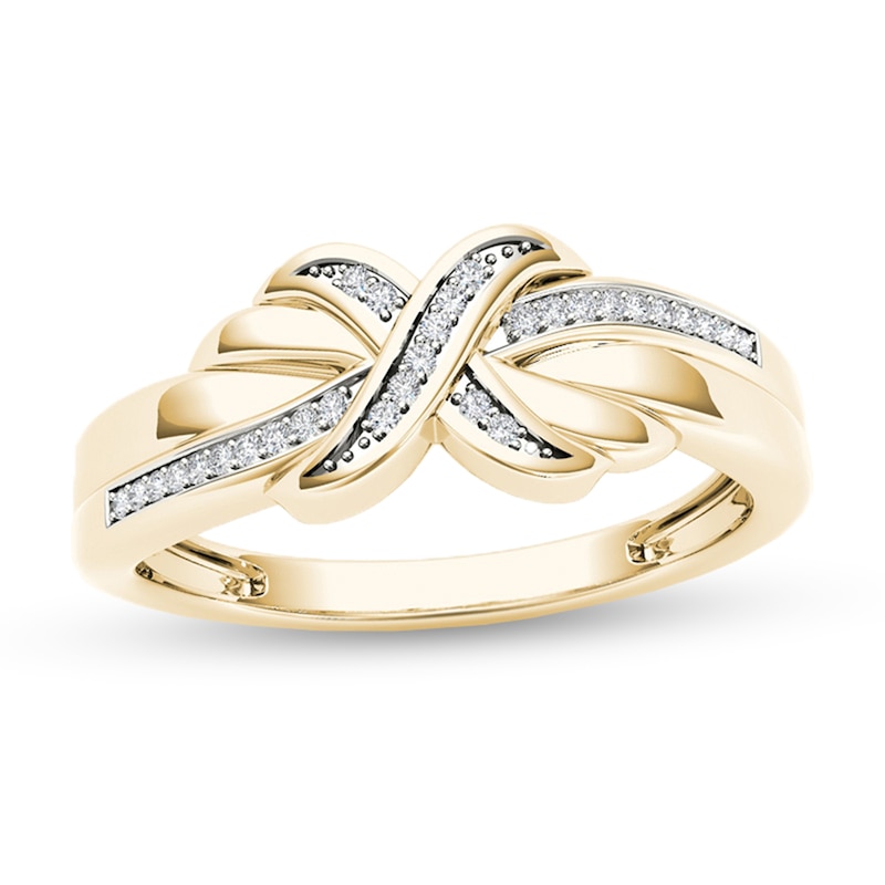 Main Image 1 of 1/15 CT. T.W. Diamond "X" Ring in 10K Gold