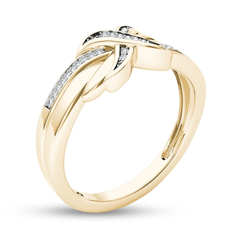 Main Image 2 of 1/15 CT. T.W. Diamond "X" Ring in 10K Gold