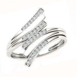 1/10 CT. T.W. Diamond Bypass Ring in 10K White Gold