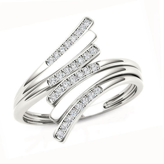 1/10 CT. T.w. Diamond Bypass Ring in 10K White Gold