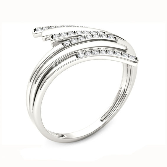 1/10 CT. T.w. Diamond Bypass Ring in 10K White Gold