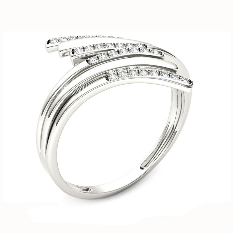 Main Image 2 of 1/10 CT. T.W. Diamond Bypass Ring in 10K White Gold
