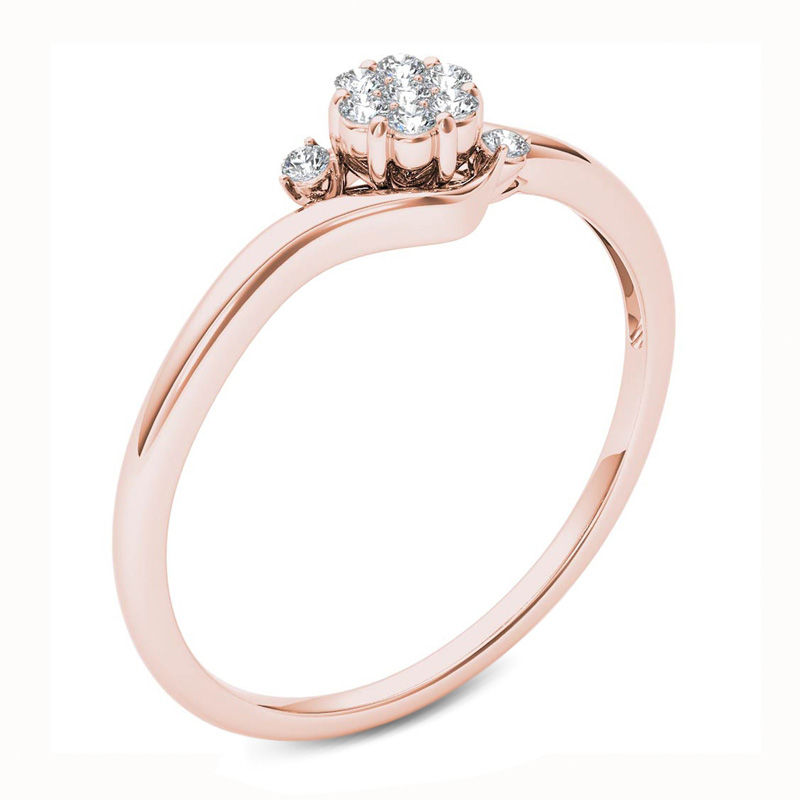 Diamond Accent Flower Bypass Promise Ring in 10K Rose Gold