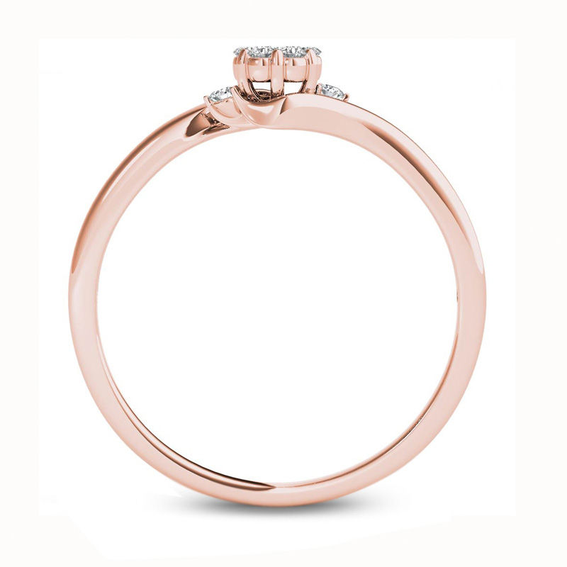 Diamond Accent Flower Bypass Promise Ring in 10K Rose Gold