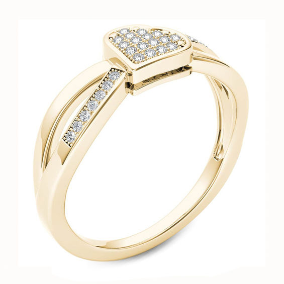 1/10 CT. T.w. Composite Diamond Tilted Heart Split Shank Ring in 10K Gold