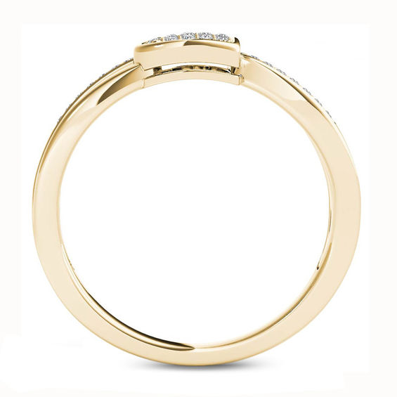 1/10 CT. T.w. Composite Diamond Tilted Heart Split Shank Ring in 10K Gold