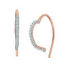 Thumbnail Image 0 of 1/6 CT. T.W. Diamond Heart Hoop Threader Earrings in Sterling Silver with 14K Rose Gold Plate
