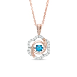 Unstoppable Love™ 1/4 CT. T.W. Enhanced Blue and White Diamond Flower Pendant in 10K Rose Gold
