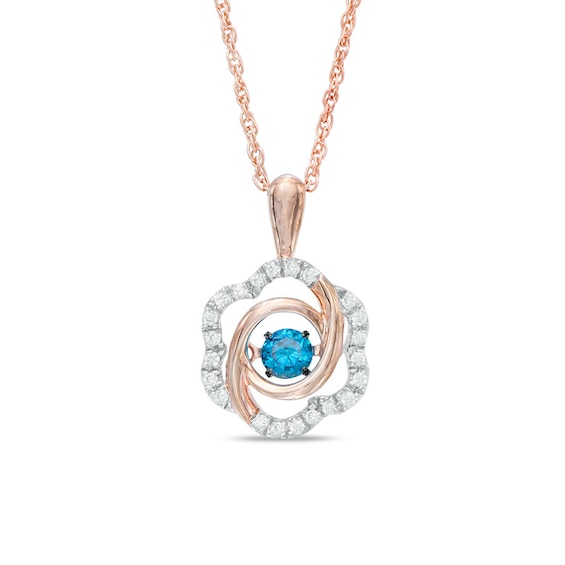 Unstoppable Love™ 1/4 CT. T.w. Enhanced Blue and White Diamond Flower Pendant in 10K Rose Gold