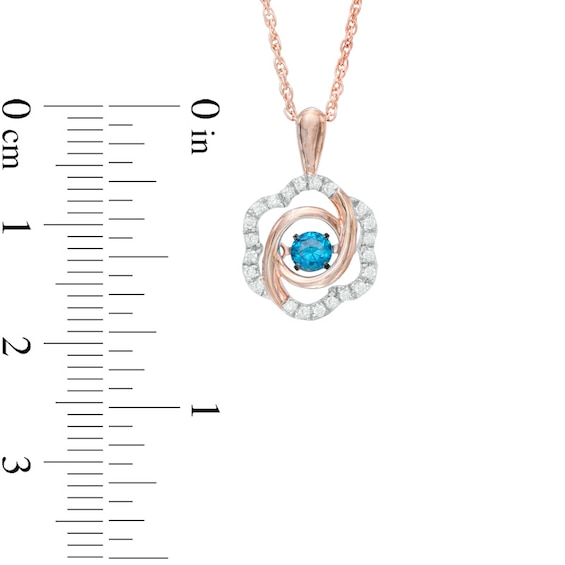Unstoppable Love™ 1/4 CT. T.w. Enhanced Blue and White Diamond Flower Pendant in 10K Rose Gold