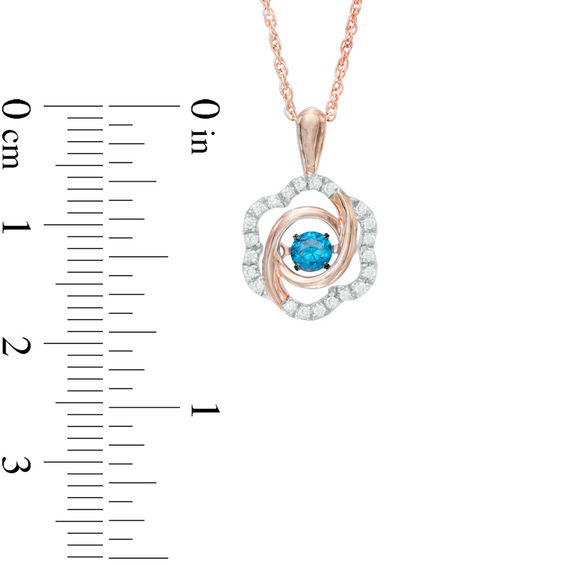 0.23 CT. T.w. Enhanced Blue and White Diamond Flower Pendant in 10K Rose Gold