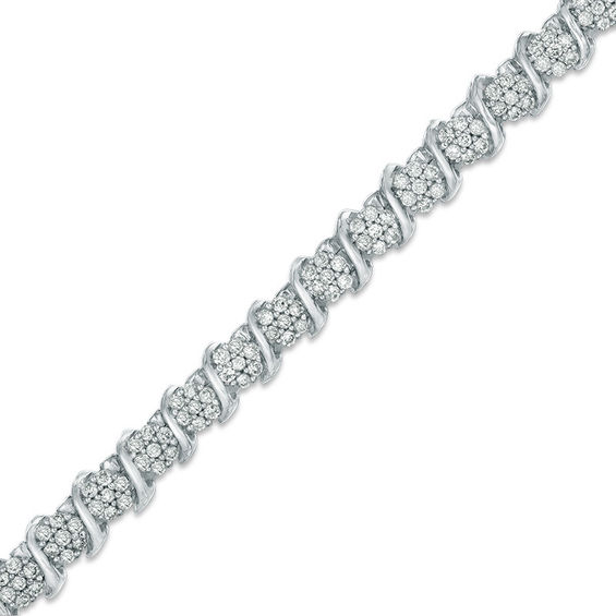1 2 Ct T W Diamond S Tennis Bracelet In Sterling Silver View T W Diamond S Tennis Bracelet In Sterling
