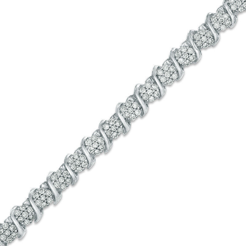 1-1/2 CT. T.W. Diamond "S" Tennis Bracelet in Sterling Silver