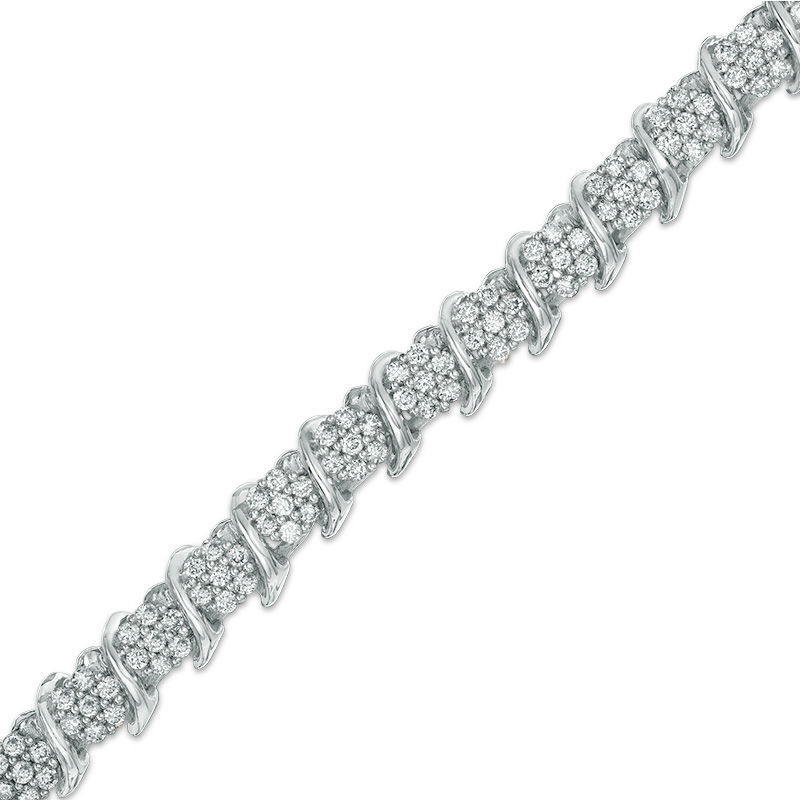 2 CT. T.W. Diamond "S" Tennis Bracelet in Sterling Silver