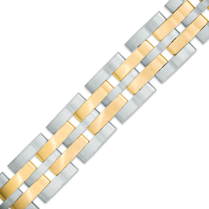 Men's Link Bracelet in Two-Tone Stainless Steel - 8.5"