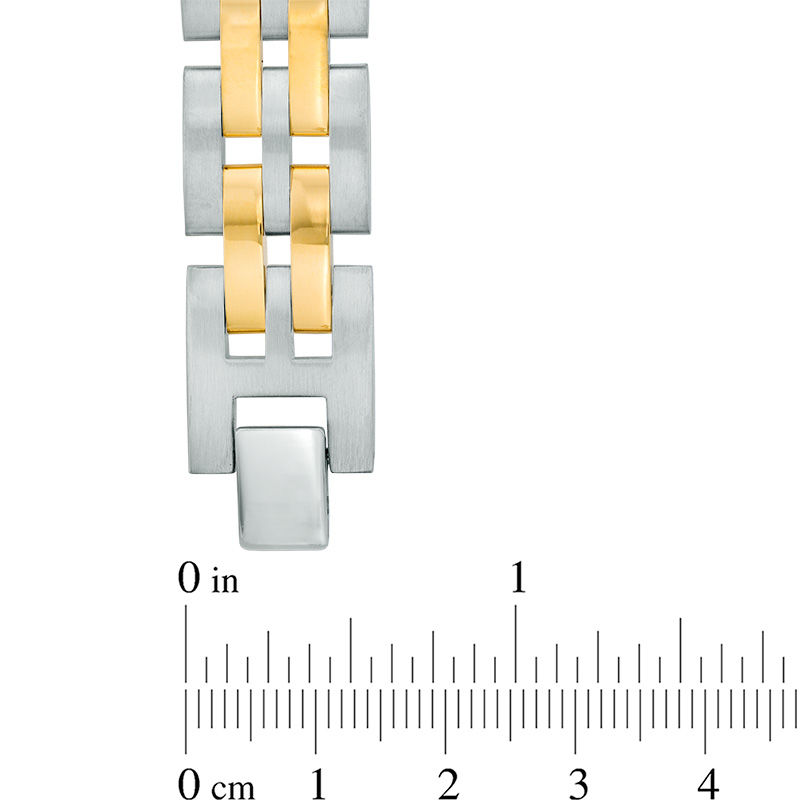 Main Image 2 of Men's Link Bracelet in Two-Tone Stainless Steel - 8.5"