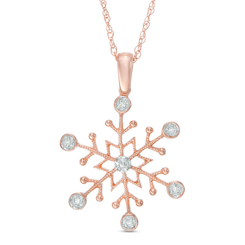 Diamond Accent Snowflake Pendant in 10K Rose Gold